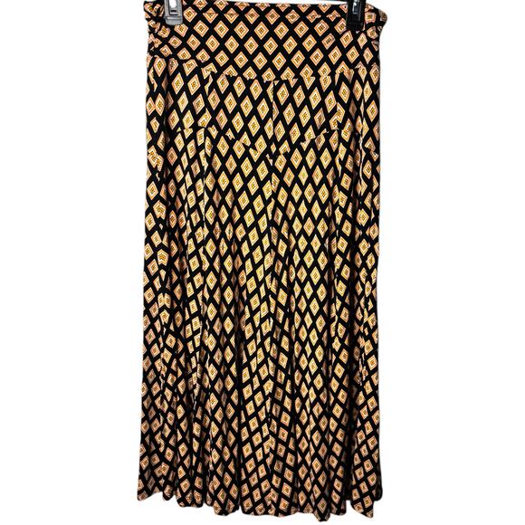 Maeve Anthropologie Black Orange Diamond Print Silky Maxi Skirt PM $130 Retail - Picture 2 of 8